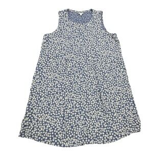 J. Jill Women's 3X Sleeveless A-Line Daisy Floral Blue‎ Dress Casual